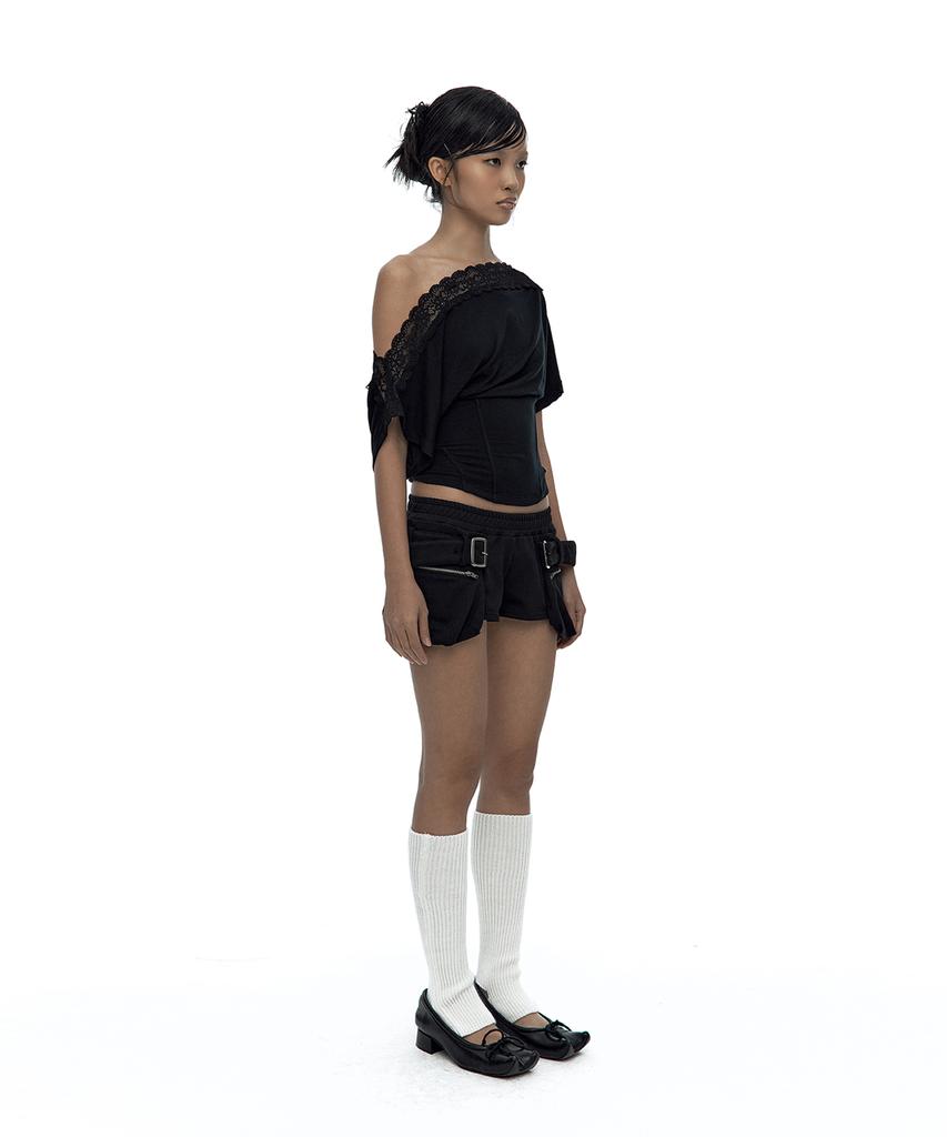 Kasiko Belted Pocket Shorts Black