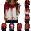 Women's Casual Round Neck Three Quarter Sleeve Halloween Print T Shirt Top Lightweight Comfortable Fit for Everyday Wear