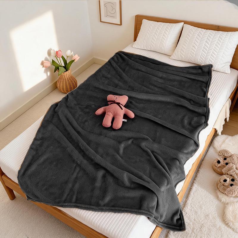 Solid Color Flannel Thin Blanket - Perfect for Office Naps, Sofa Throws, Summer Use, and as a Small Bed Sheet