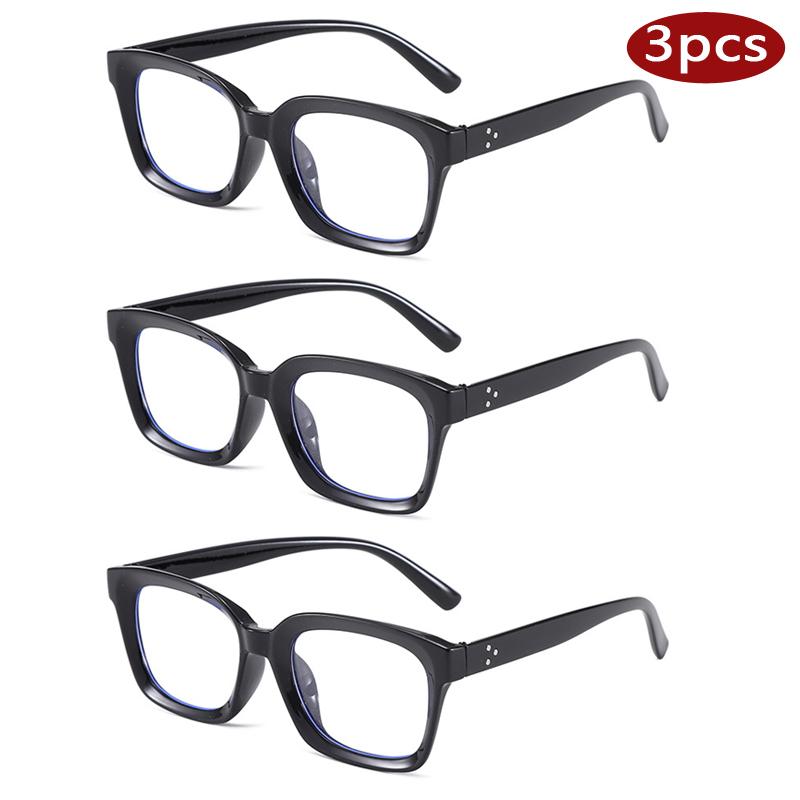3pcs New Square Reading Glasses Men Women Oversized Glasses Frame Fashion High-definition Presbyopia Eyeglasses Rivets Eyewear