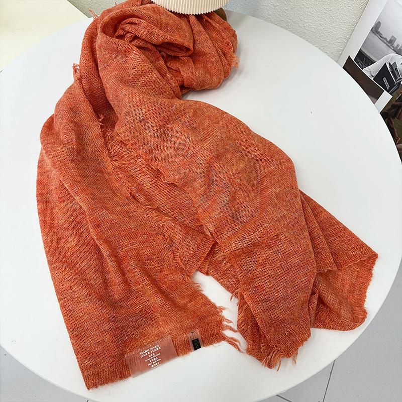 Autumn and winter new simple warm wool scarf shawl men and women versatile solid color wool mohair scarf