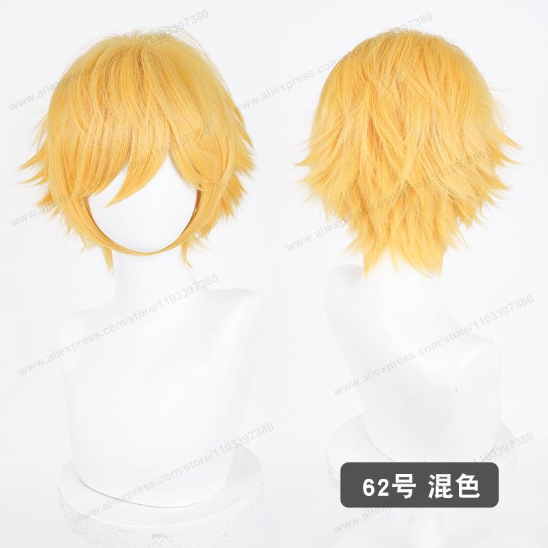 Anime Upgrade 32cm Korte Omhooggestoken Punten Cosplay Pruik Puur Wit Zilver Zwart Bruin Rood Man Vrouw Hittebestendig Synthetisch Haar beige