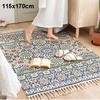 Cotton Linen Boho Rugs for Living Room Muslim Retro Ethnic Anti Slip Bedroom Area Rugs and Carpets Print Tatami Prayer Floor Mat