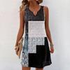 Kvinner Sommerkjoler V-hals Print Ermeløs solkjole Uformell kjole