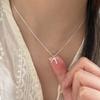 Elegant Double Layered Pendant Necklace With Pearl Bow Charm In Sterling Women Adjustable 41-50cm O-Link Chain