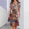 Fashion Women's Clothing Loose O-neck Dress Party Loose 3D Digital Printing