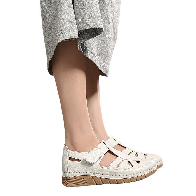 Autumn 2024 New  Single Shoe Wedge Heel Sewing Line Light Hollow Mother Shoes Large Size Cool Autumn SKT