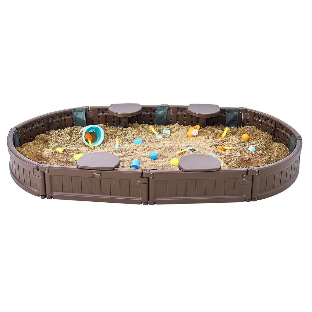 Sandkasten mit Abdeckung Ovaler Sandkasten HDPE Sandkasten Outdoor Hinterhof Alter 3-12
