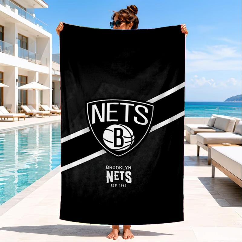 Brook-lyn Nets Art Beach Towel, Super Soft Microfiber, Perfect Gift for Her/Him, Birthday, for Pool, Beach, Travel, Decor Beach Party