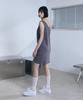 Bunteu Henley Neck Tie Mini Dress (Charcoal)