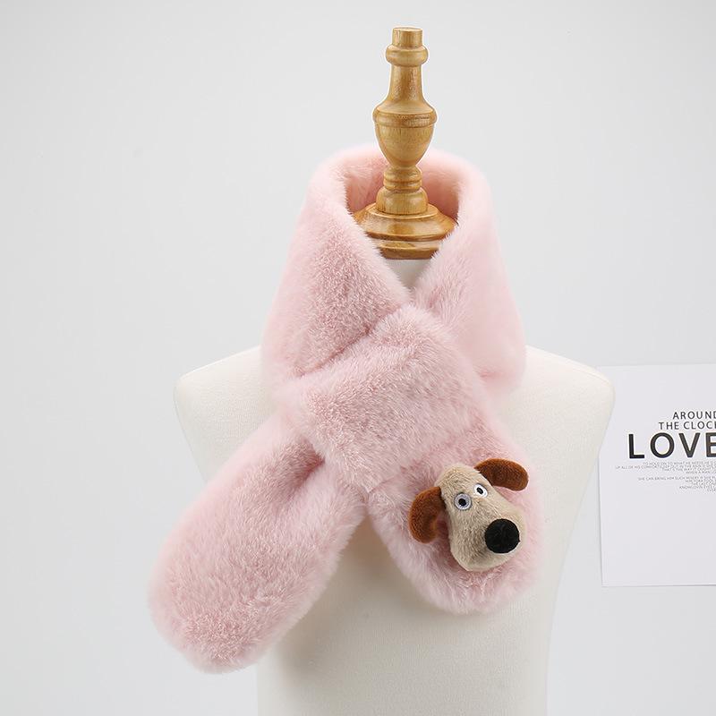 2025 Winter Children's Cartoon Faux Rabbit Fur Plush Scarf - Warm, Thick, and Furry Neck Warmer
