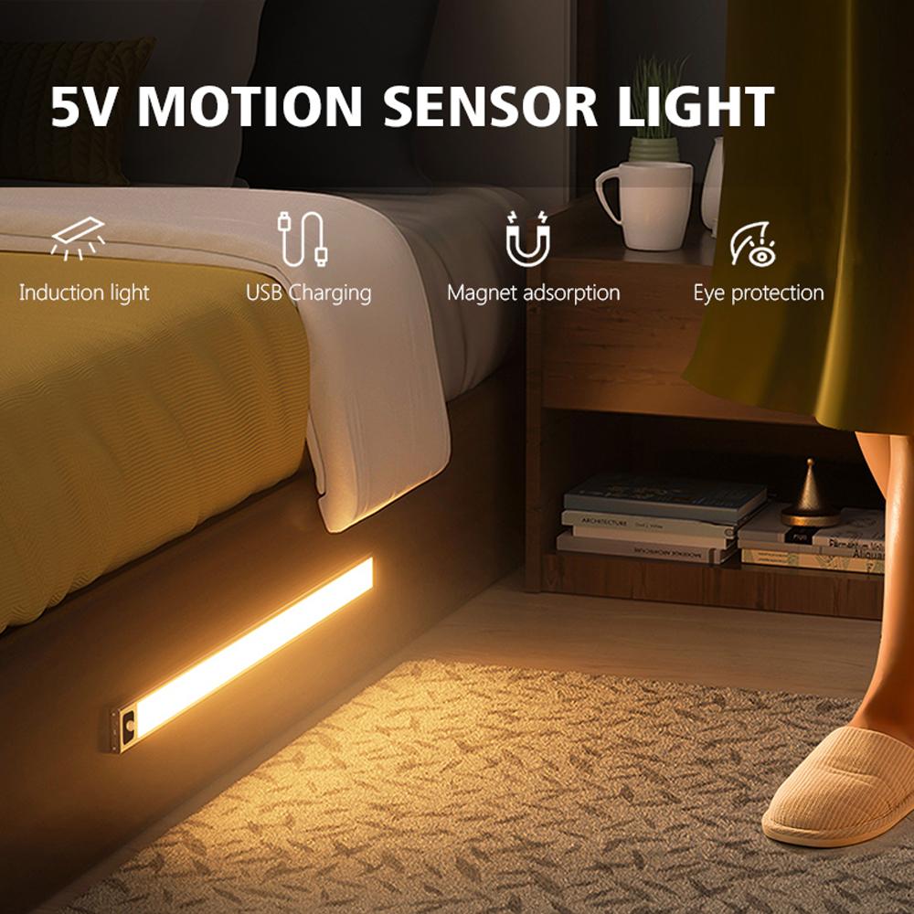 Under Cabinet Lights Motion Sensor USB Rechargeable Lamp Aluminum LED Bar Light Wireless Magnetic Stick-On Closet Night Light