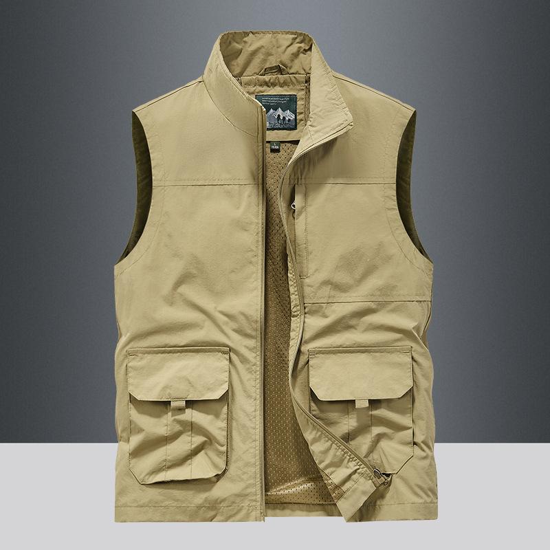 Sleeveless Vest Men's Four Seasons Middle-aged Outdoor Leisure Loose Large Size Vest European and American Sports Multi-bag Vest