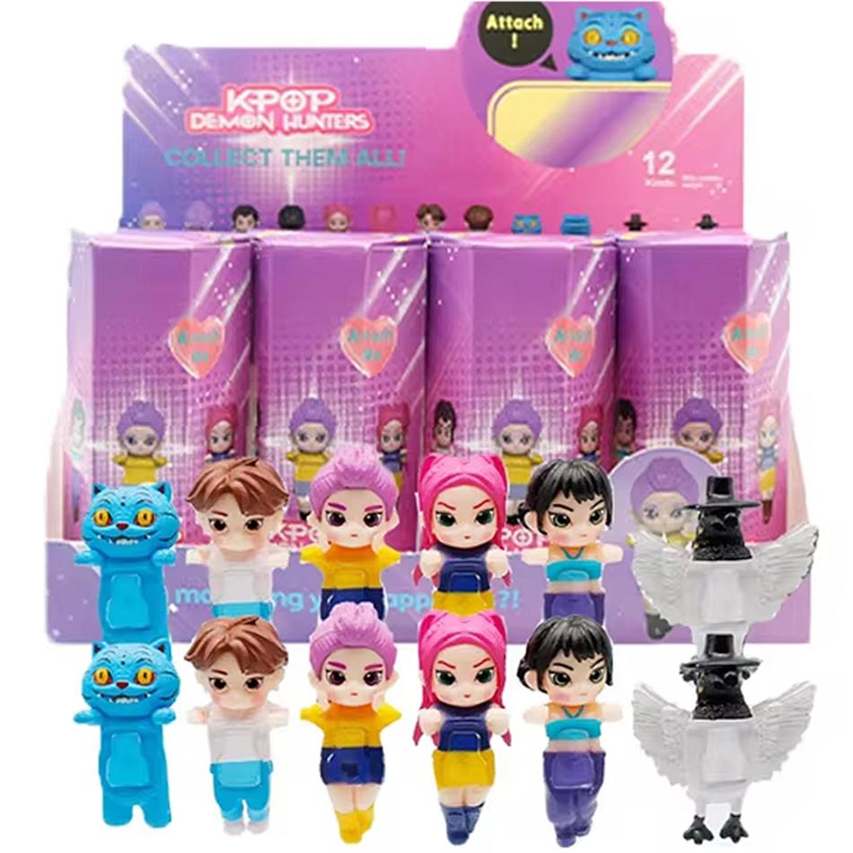 12pcs/Set Kpop Demon Hunters Action Figure Toy Derpys Tiger Rumi Mira Zoey Sussy Figurine Blind box Doll For Fans Gift
