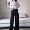 Women's 2025 Slimming Wide-Leg Black Jeans - Trendy Design for Autumn & Summer