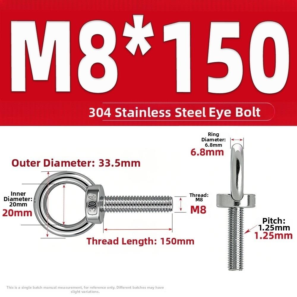 Heavy-Duty O-Ring Extended Bolts 304 Stainless Steel Lifting Bolts Eyelets Lifting, Marine, Etc.