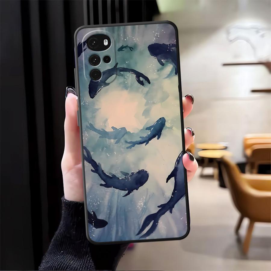 Case for Motorola Moto G71 G51 G73 G50 G52 G53 G30 G32 Edge 20 Pro 30 Lite G60s G22 Edge40 Phone Cover Ocean Shark Whale Design