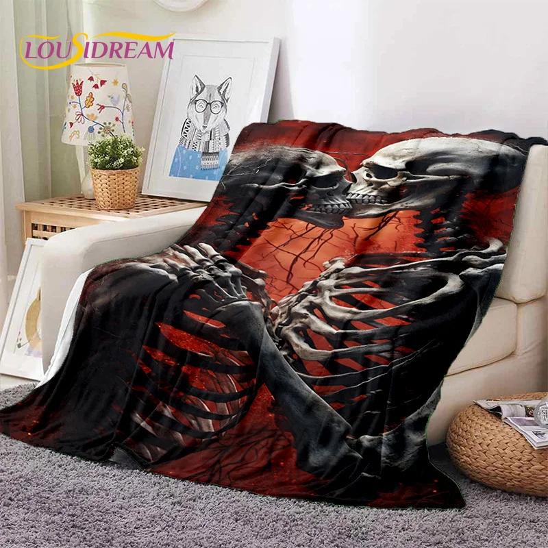 3D Horror Gothic Skull Skeleton Soft Flannel Blankets,Throw Blanket Comfortable Blanket for Picnic Beds Sofa Home Bedroom Gifts