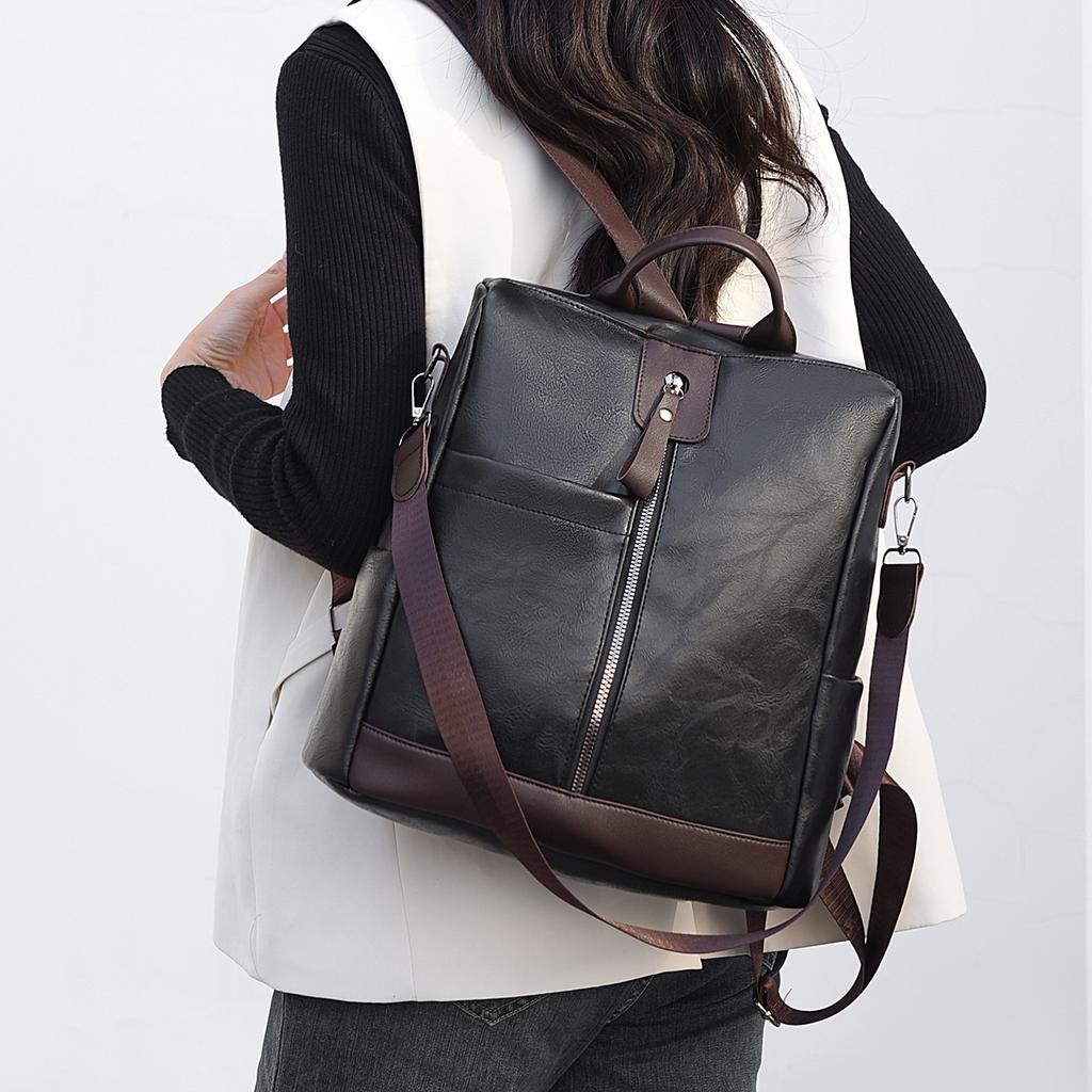 Sac à dos en cuir souple pour femme, sac à dos antivol multifonction