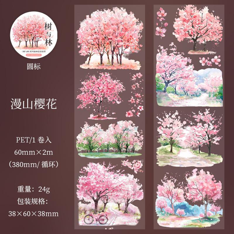 6*200cm 1 Roll Trees Forest Landscaping Tape Sticker Decorative Hand Account Diary Album Scrapbooking Craft Supplies