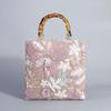 Women's Retro Tote Bag Vintage Pink Embroidery Sequin Bamboo Handle Handbag Elegant Fashion Bag Daily Commute Shopping Travel Bag