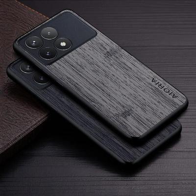 Case for Poco X6 Pro Poco M6 Pro Coque Bamboo Wood Pattern Leather Phone Cover Luxury Funda for Xiaomi Poco X6 Pro Case Capa