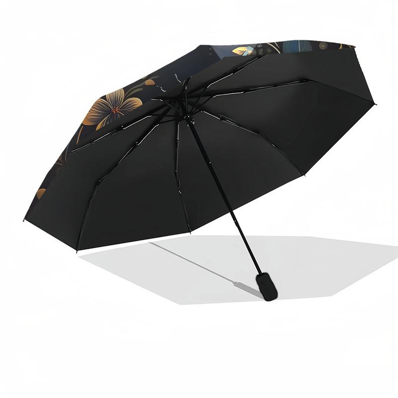 1pc Golden Bee Floral Mandala Umbrella with Plastic Handle,Suitable for All Seasons Home Travel Outdoor UmbrellaDD1306