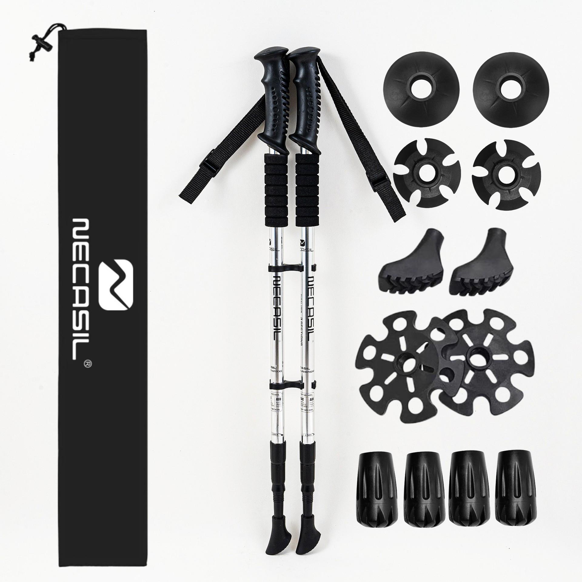 Two-Piece Telescopic Aluminum Trekking Poles with Straight Handle 65-135 cm