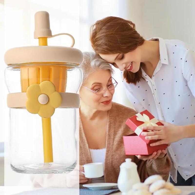 Cute Flower Tea Water Separation Glass Cup with Straw Cold Brew Flower Tea Cup For Women Tumbler Juice Milk Coffee Drinkware Cup