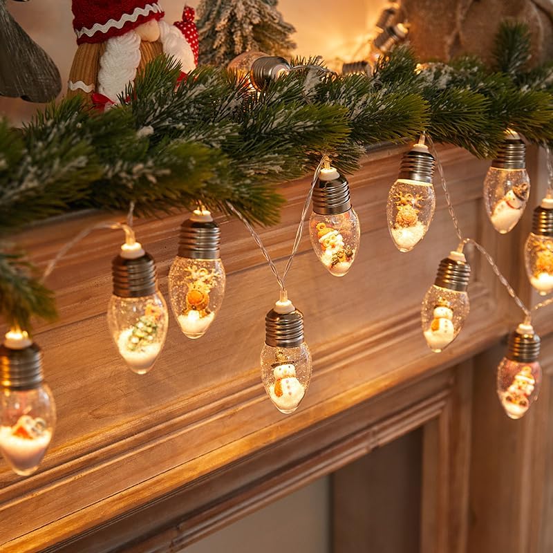 Christmas Decoration String Lights,Snow Globe Lights Battery Powered