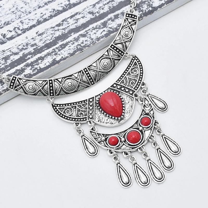 Mehrschichtige Böhmische Quaste Statement Halskette Für Frauen Geschnitztes Auge Vintage Ethnisch Lange Kette Anhänger Halskette Collier Femme