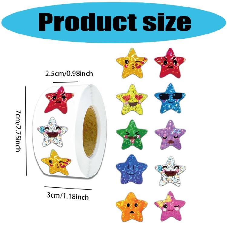 500 Pcs Waterproof Scrapbook Sticker Happy Face Star Sticker For DIY Crafting Background Decoration