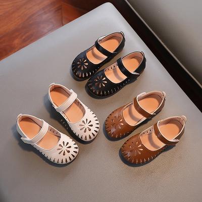 Children Girls Casual Hollow Breathable Design Soft Bottom Non-Slip Single Shoes Leather Shoes Sandals Shoes