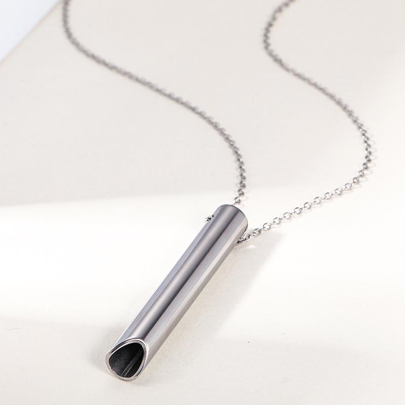 Couple Stainless Steel Mindfulness Breathing Necklace for Women Men Anxiety Relief Pendant Stress Panic Attack Relief Meditation