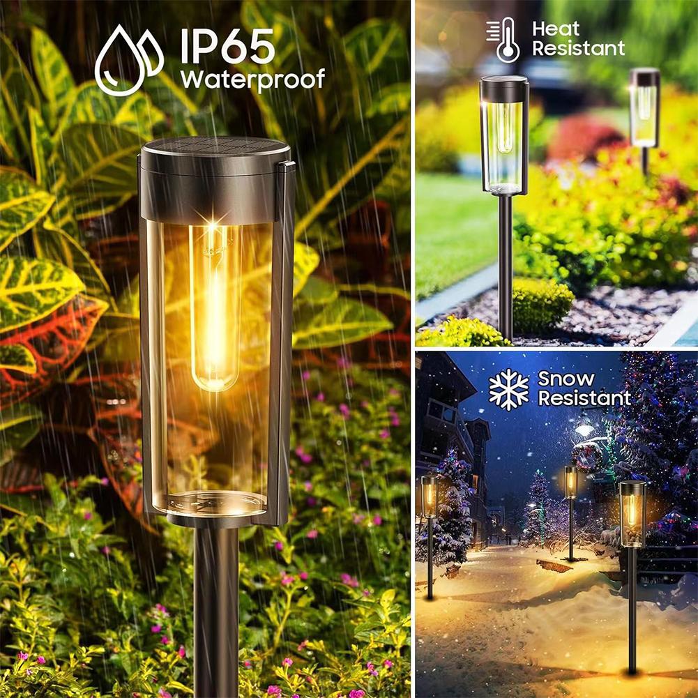Solar Pathway Lights Outdoor, 4 Pack Solar Lights For Outside, IP65 Waterproof Solar Powered Garden Lights For Walkway Driveway Lawn Path Decoration