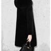 Damen Winter Schwarz Kapuzenjacke Kunstpelz Damen Verdicken Warm Langer Übermantel Winddicht Schnee Oberbekleidung Weiblich
