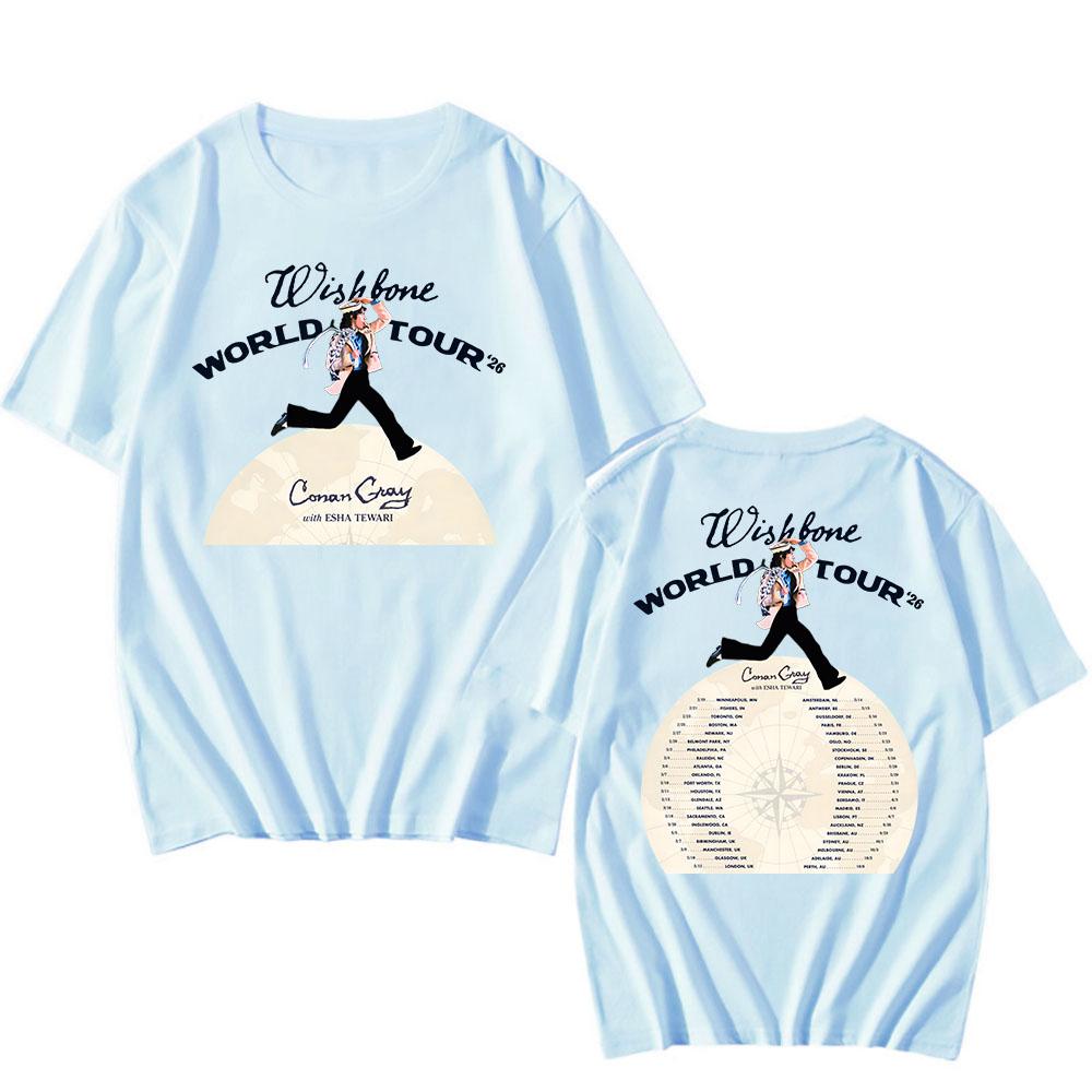 Wishbone World Tour 2026 Koszulki CONAN GRAY Modna Koszulka Krótki Rękaw Luźna Bawełniana Koszulka Streetwear Unisex Koszulki