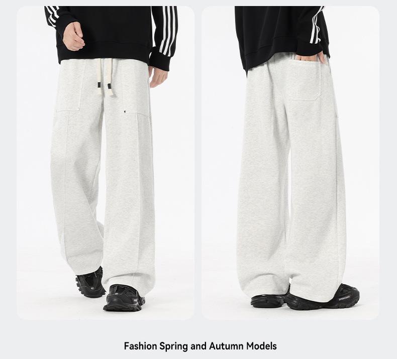 Men's American Style Casual Drapey Trousers: Spring/Autumn Loose Wide-Leg Sports Pants