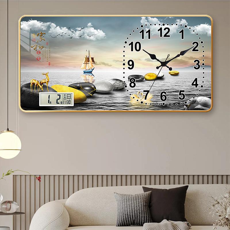 

Креативний Прямокутний Настінний Годинник Вітальня Кристал Порцеляновий Розпис Настінний Кварцовий Годинник Безшумний Дім з Календарем Безшумний Годинник для Ресторану Elk 08 calendar