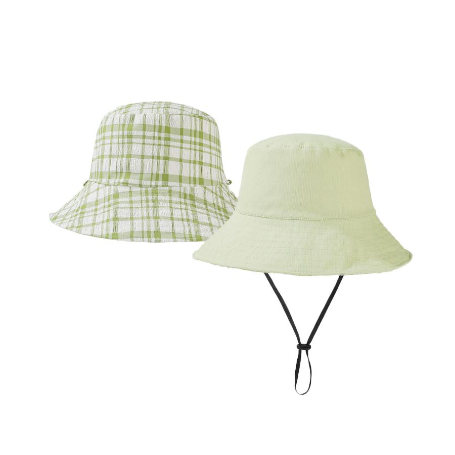 

Весенне-летняя двусторонняя рыбацкая шляпа, женская клетчатая шляпа-тазик, однотонная шляпа от солнца, студенческая шляпа от солнца зелёный