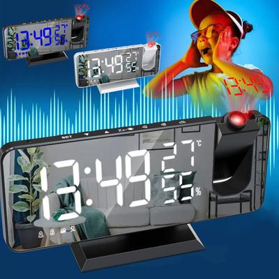 Neu Dual Wecker Projektion Elektronische Uhr LED Spiegel Spiegel Großen Bildschirm Wecker