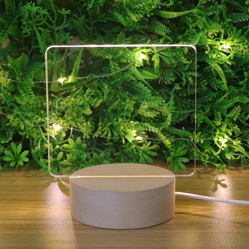 3D High-Transparency Atmosphere Night Light In Beech Wood with Uncarved Acrylic Board