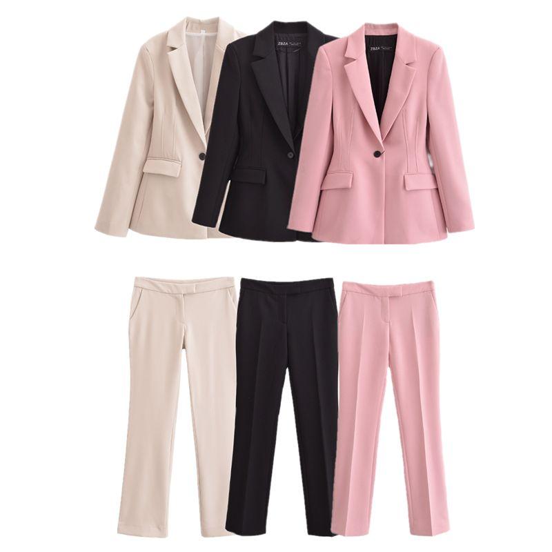 Fashion Style 2024 Fall and Winter New Women's Clothing Long Sleeves Lapel Silm Casual Suit Jacket Pants 8616595