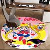 1pc Sailor Moon Anime Cartoon Design Round Carpet for Office Chair Mat, NonSlip Rug Suitable for Home Decor, Living Room, Bedroom