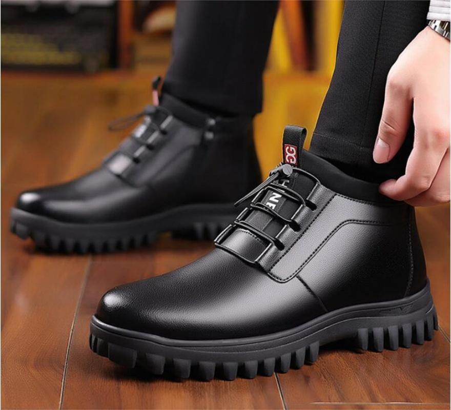 Men's Cotton Shoes 2024 Winter New Plush Wool Thick Sole Outdoor Casual High Top Shoes for Warmth and Snow Boots for Men
