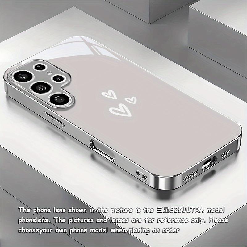 Minimalist Three small hearts electroplated silver Phone Case for Samsung GalaxyS26 S25 S24 S23 S22 S20FE Ultra Plus drop Cover