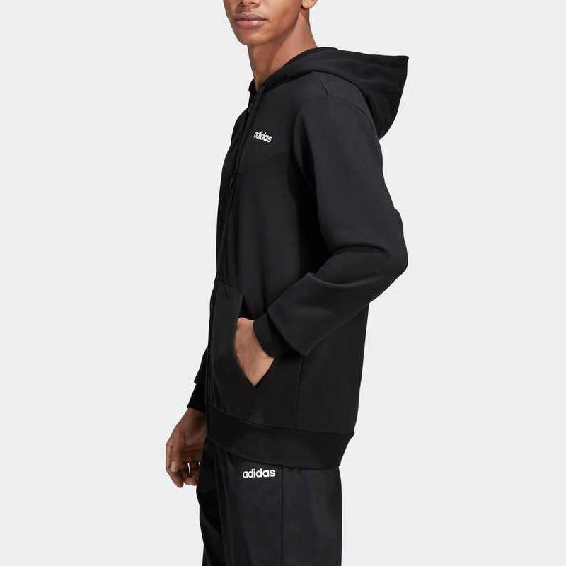 Adidas Essentials Plain Full-Zip Fleece Jacket Men Jacket Black DU0383