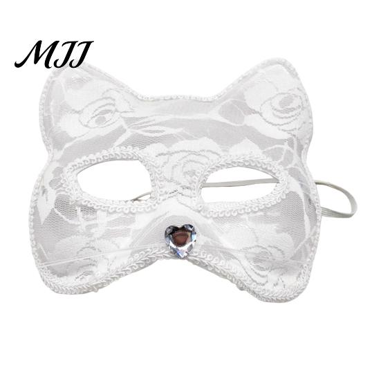 Festive Cat Costume Accessory Halloween Masque Half Face Lace Masquerade Funny Fox Animal Cosplay for Carnival Ball Party Accessories