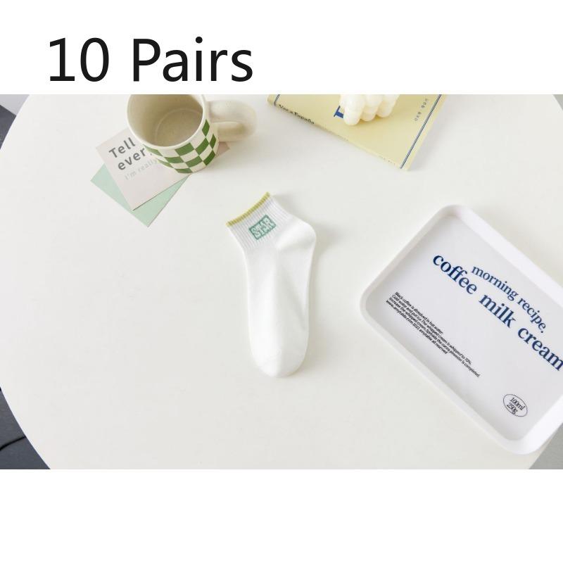 

10 пар женских летних спортивных белых носков из хлопка, короткие 10 Pairs