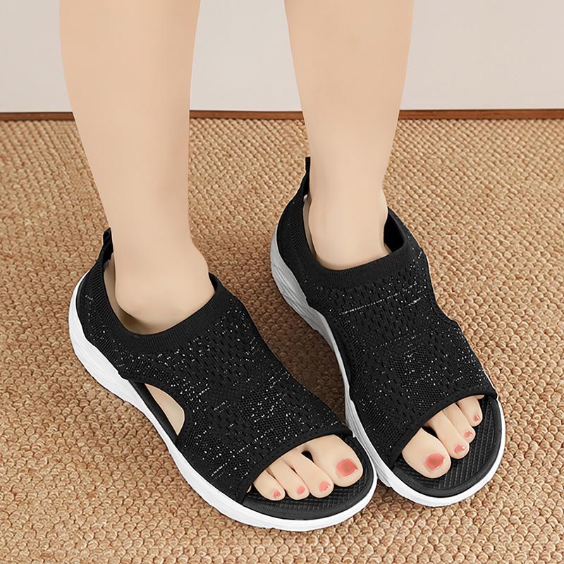 Große Größe Sommer Damen Sandalen Damen Wedges Strandsandalen Slip-On Damenschuhe